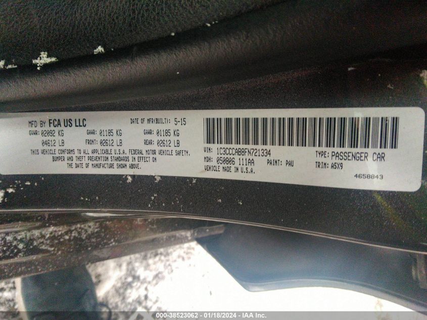 2015 CHRYSLER 200 LIMITED - 1C3CCCAB8FN721334