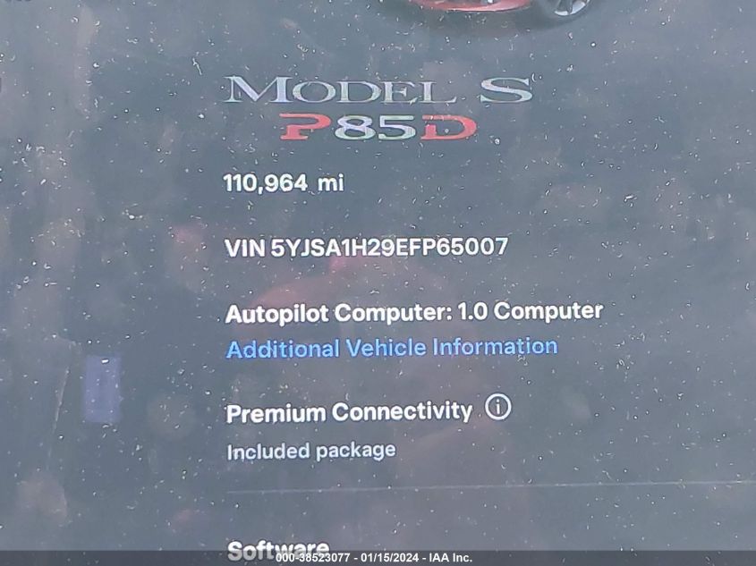 2014 TESLA MODEL S P85D - 5YJSA1H29EFP65007