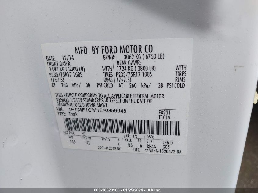 2014 FORD F-150 XL - 1FTMF1CM1EKG56045