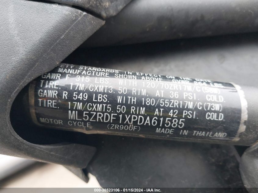 2023 KAWASAKI ZR900 F - ML5ZRDF1XPDA61585