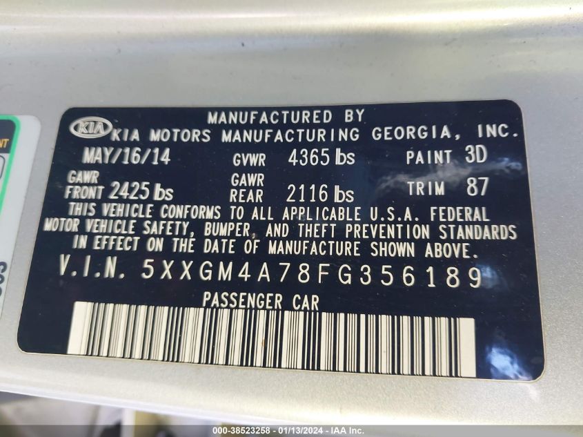 2015 KIA OPTIMA LX - 5XXGM4A78FG356189
