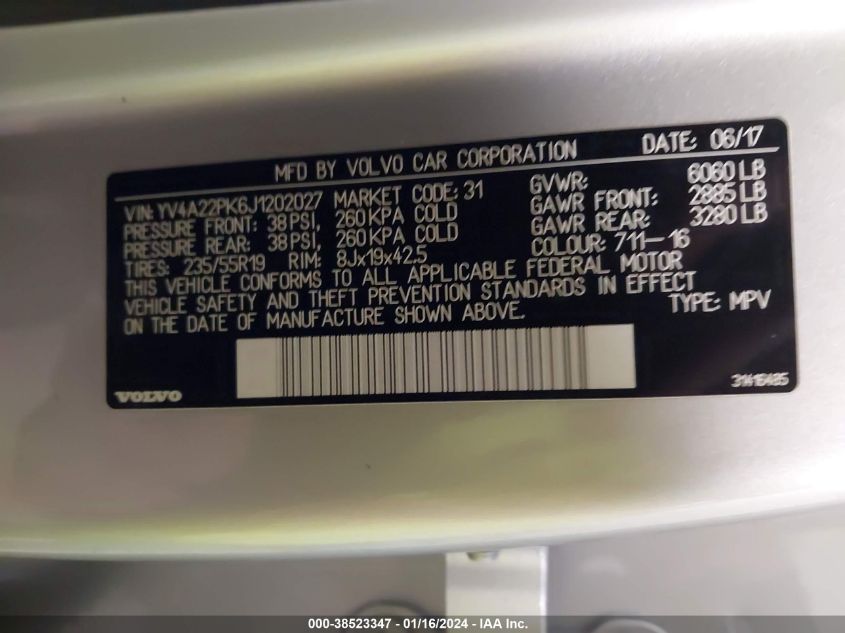 2018 VOLVO XC90 T6 MOMENTUM - YV4A22PK6J1202027