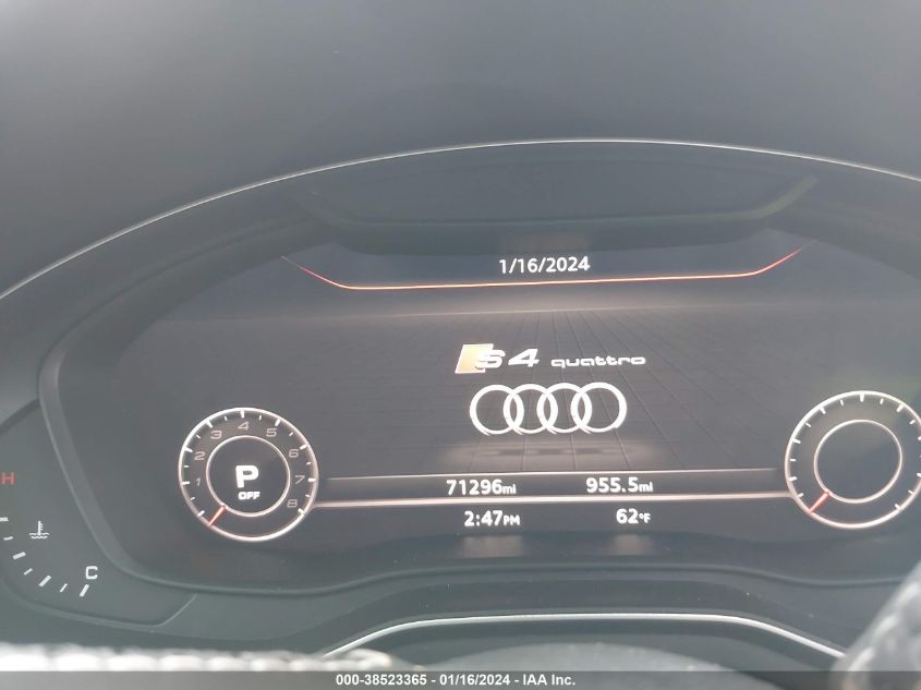 2018 AUDI S4 PREMIUM PLUS - WAUB4AF47JA233539