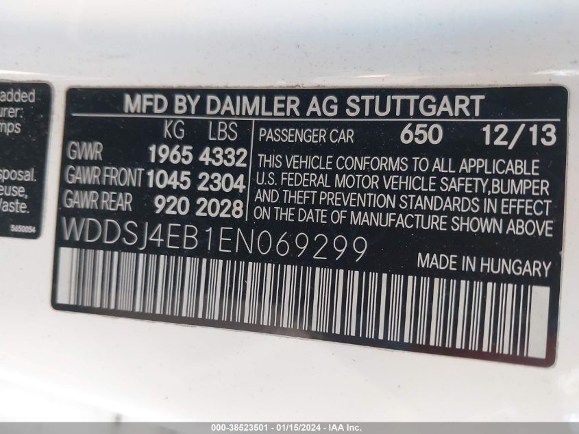 2014 MERCEDES-BENZ CLA 250 - WDDSJ4EB1EN069299