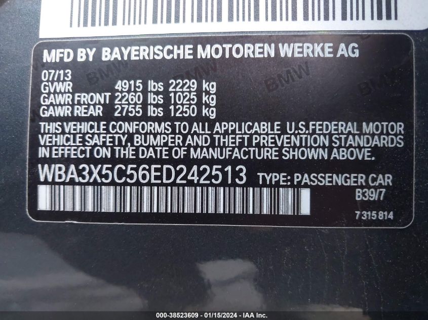 2014 BMW 328I GRAN TURISMO XDRIVE - WBA3X5C56ED242513