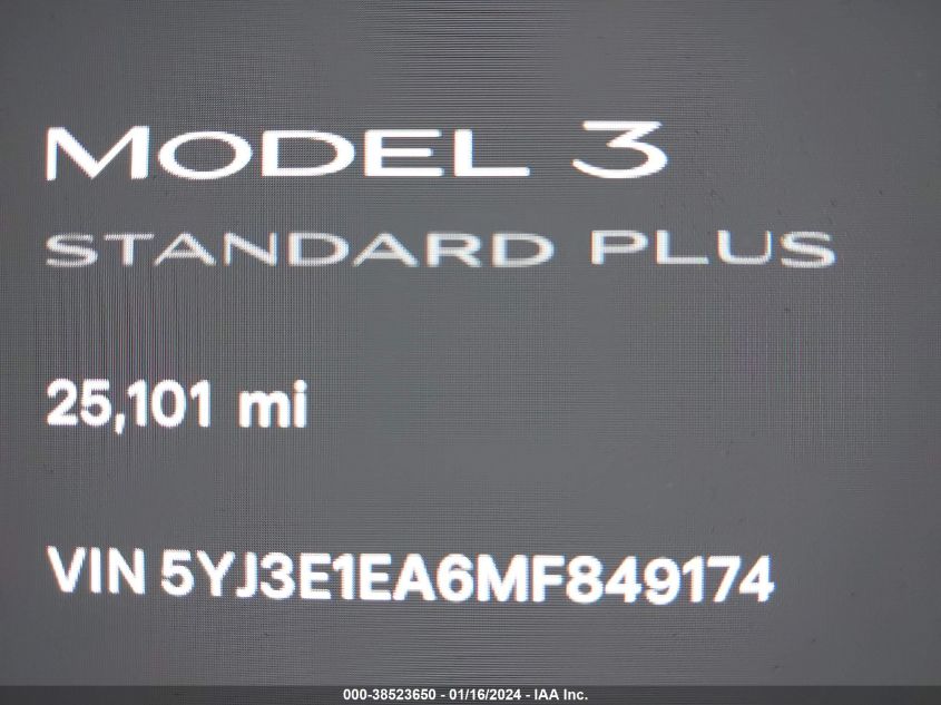 2021 TESLA MODEL 3 STANDARD RANGE PLUS REAR-WHEEL DRIVE - 5YJ3E1EA6MF849174