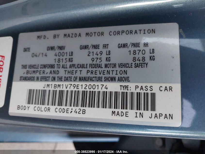 2014 MAZDA MAZDA3 I TOURING - JM1BM1V79E1200174
