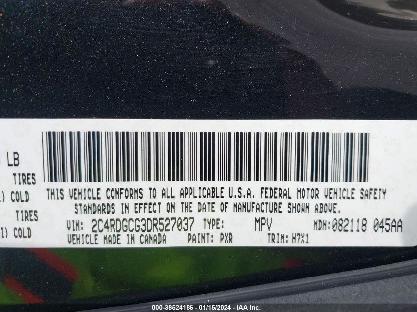 2013 DODGE GRAND CARAVAN SXT - 2C4RDGCG3DR527037