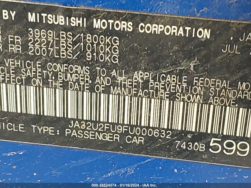 2015 MITSUBISHI LANCER ES - JA32U2FU9FU000632