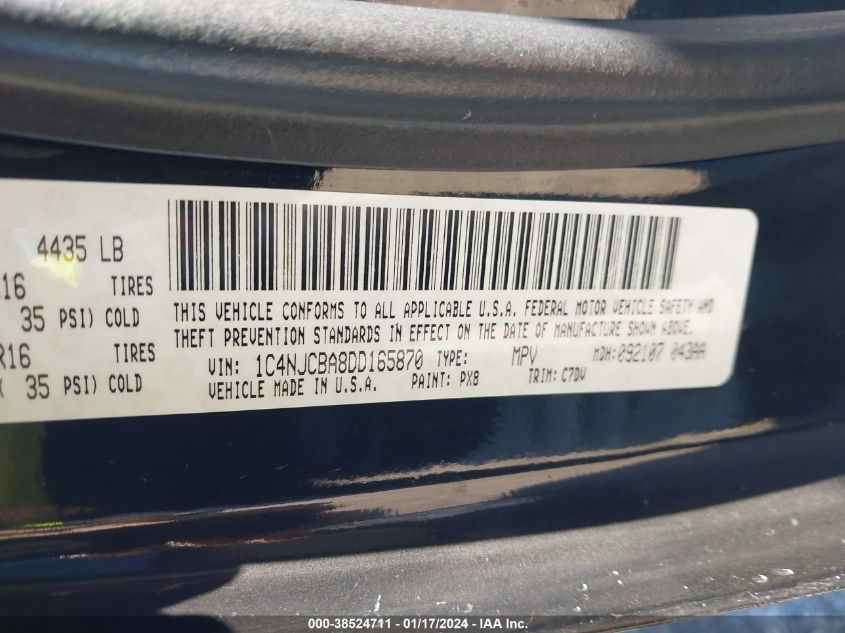 2013 JEEP COMPASS SPORT - 1C4NJCBA8DD165870