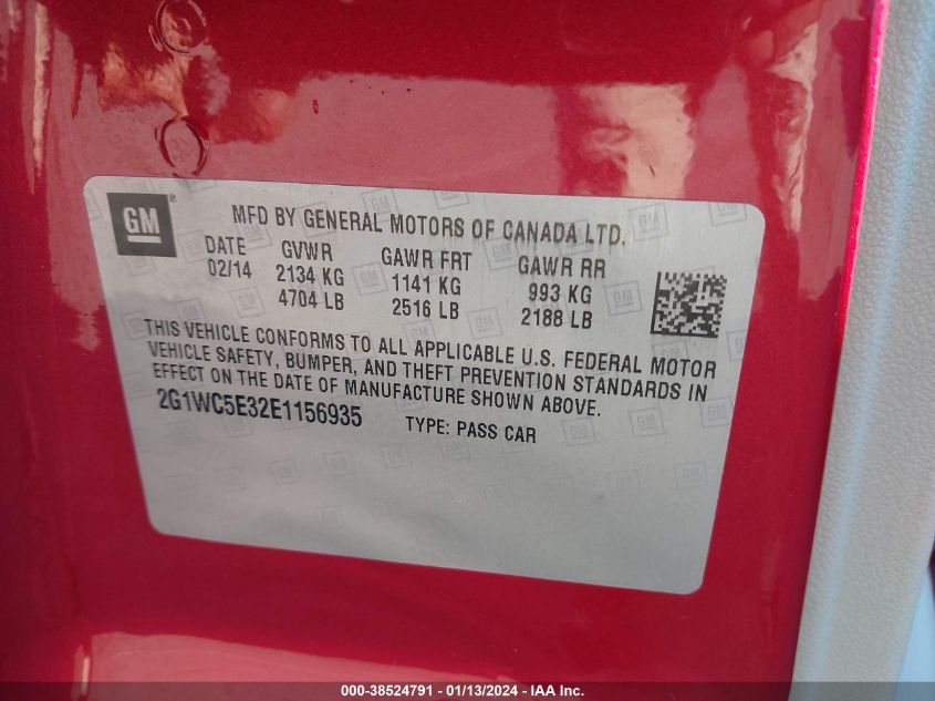 2014 CHEVROLET IMPALA LIMITED LTZ - 2G1WC5E32E1156935
