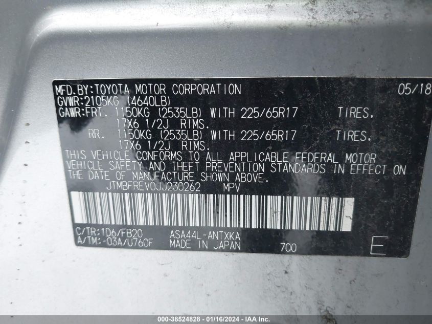 2018 TOYOTA RAV4 LE - JTMBFREV0JJ230262