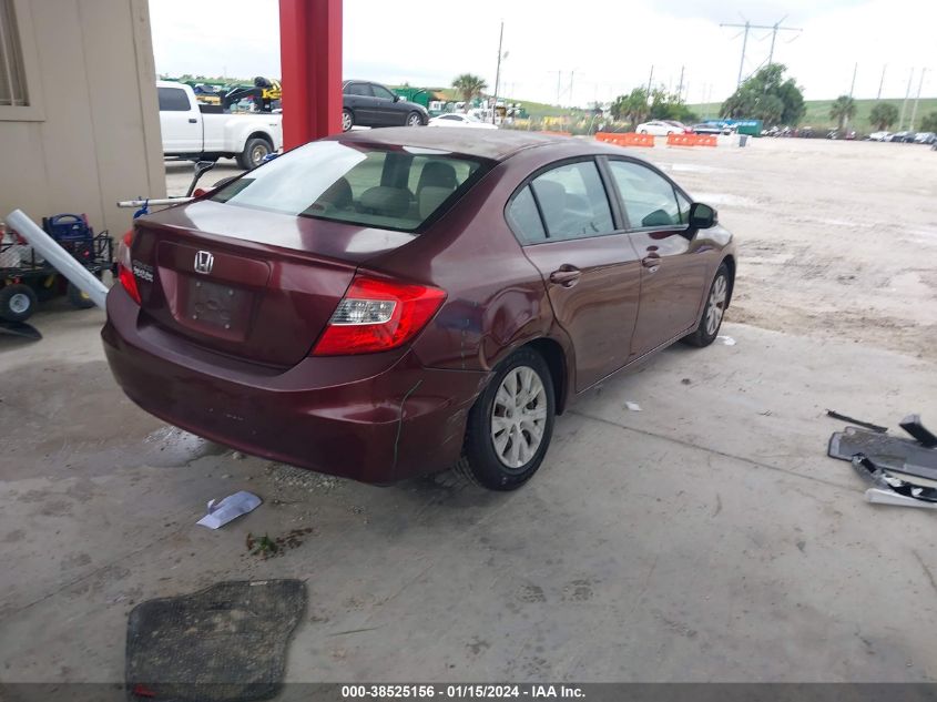 19XFB2F54CE098092 | 2012 HONDA CIVIC