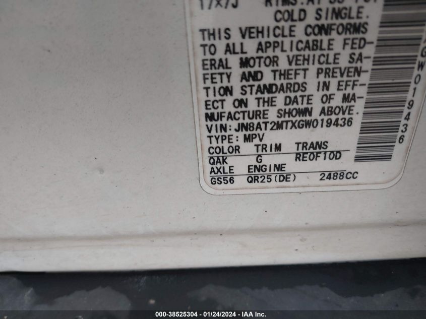 2016 NISSAN ROGUE S - JN8AT2MTXGW019436