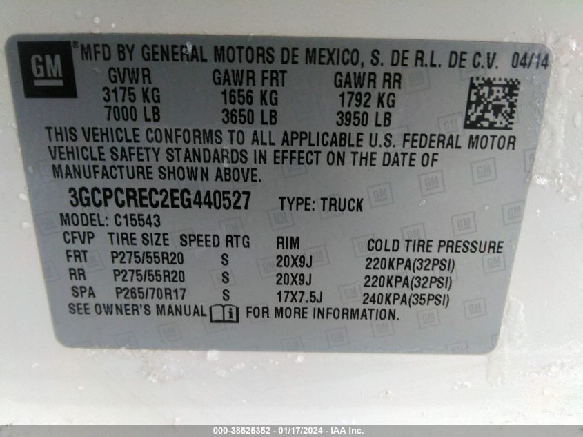 2014 CHEVROLET SILVERADO 1500 1LT - 3GCPCREC2EG440527