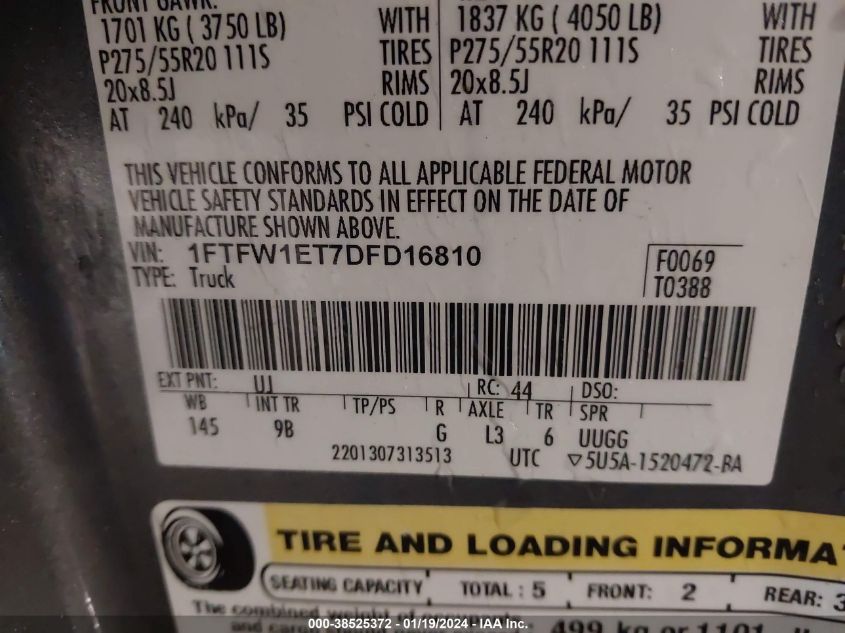 2013 FORD F-150 PLATINUM - 1FTFW1ET7DFD16810