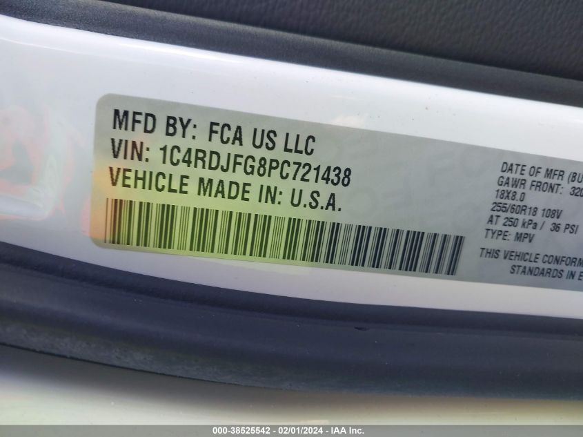 2023 DODGE DURANGO PURSUIT AWD - 1C4RDJFG8PC721438