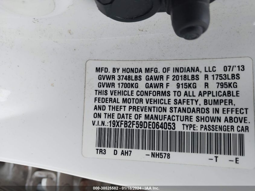 2013 HONDA CIVIC LX - 19XFB2F59DE064053