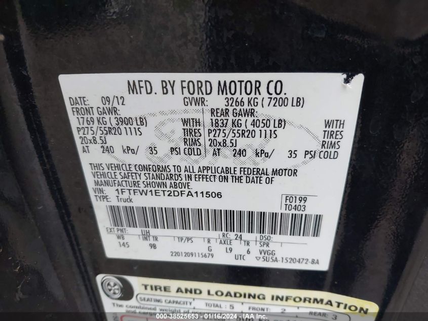 2013 FORD F-150 SUPERCREW - 1FTFW1ET2DFA11506