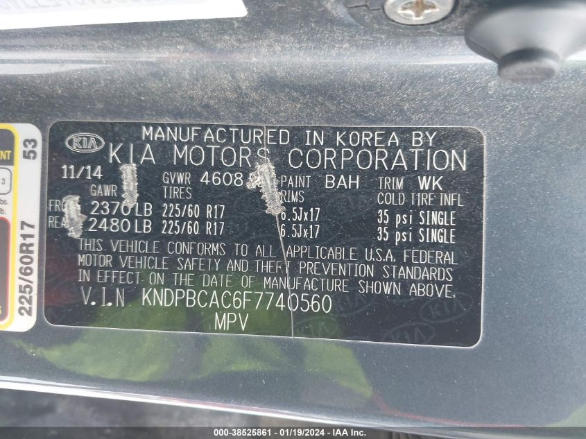 2015 KIA SPORTAGE LX - KNDPBCAC6F7740560