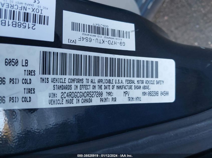 2013 DODGE GRAND CARAVAN SXT - 2C4RDGCGXDR527200
