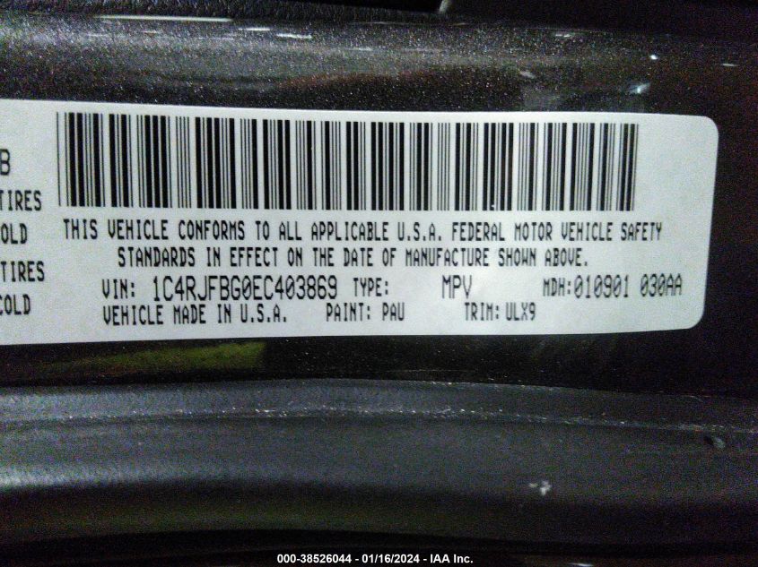 2014 JEEP GRAND CHEROKEE LIMITED - 1C4RJFBG0EC403869