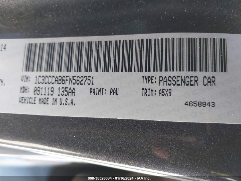 2015 CHRYSLER 200 LIMITED - 1C3CCCAB6FN562751