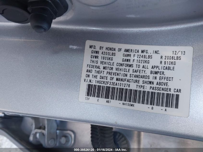 2014 HONDA ACCORD LX - 1HGCR2F33EA101276