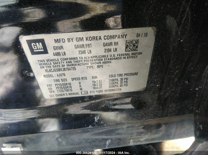 2018 BUICK ENCORE ESSENCE - KL4CJGSBXJB704725