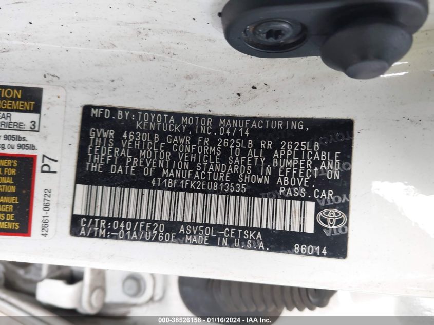 2014 TOYOTA CAMRY SE - 4T1BF1FK2EU813535