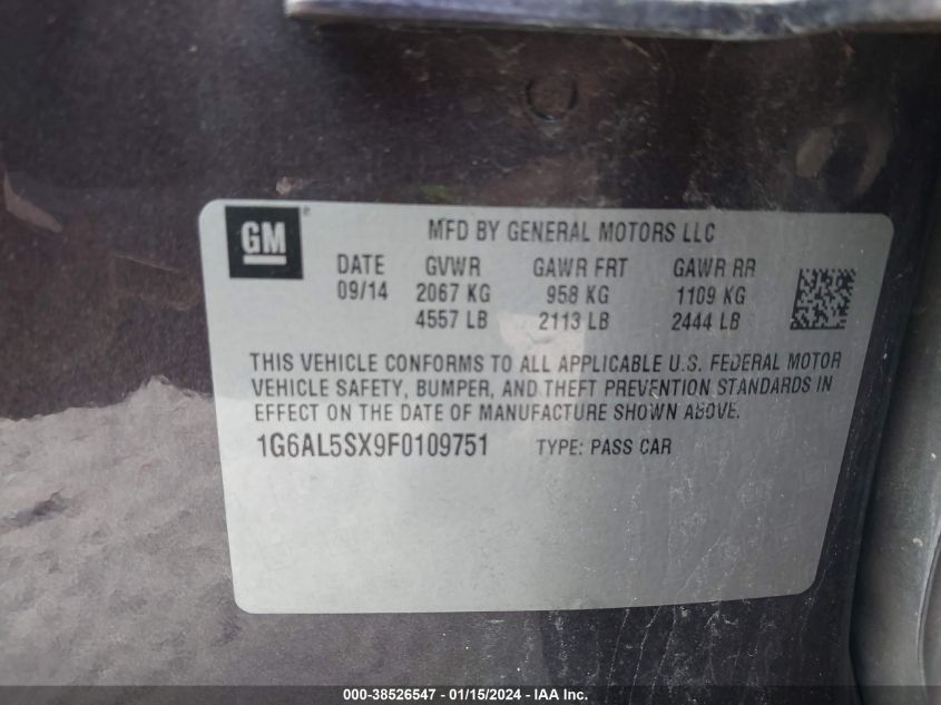 2015 CADILLAC ATS PREMIUM - 1G6AL5SX9F0109751
