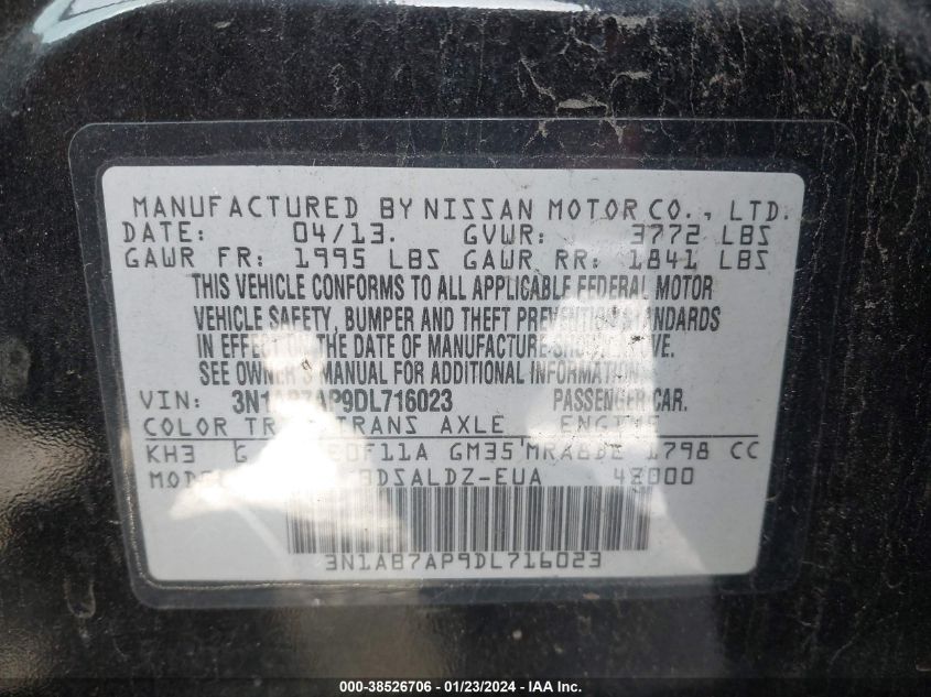 2013 NISSAN SENTRA SV - 3N1AB7AP9DL716023