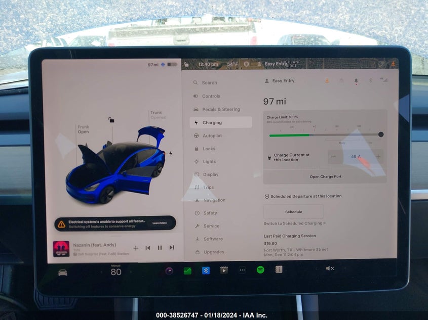VIN 5YJ3E1EBXKF433022 2019 TESLA MODEL 3 LONG RANGE/PERFORMANCE