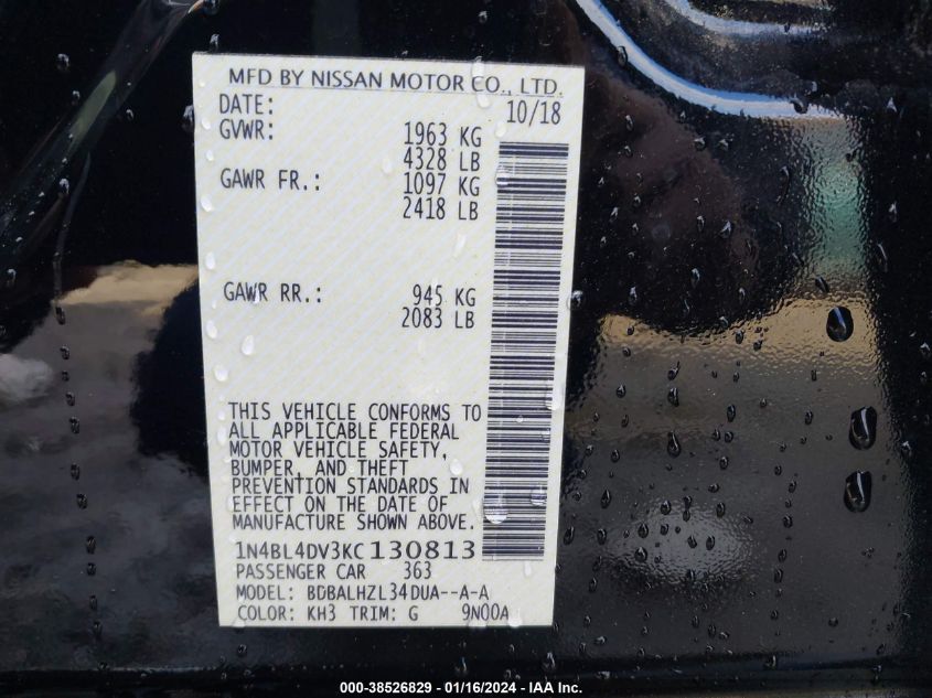 2019 NISSAN ALTIMA 2.5 SV - 1N4BL4DV3KC130813