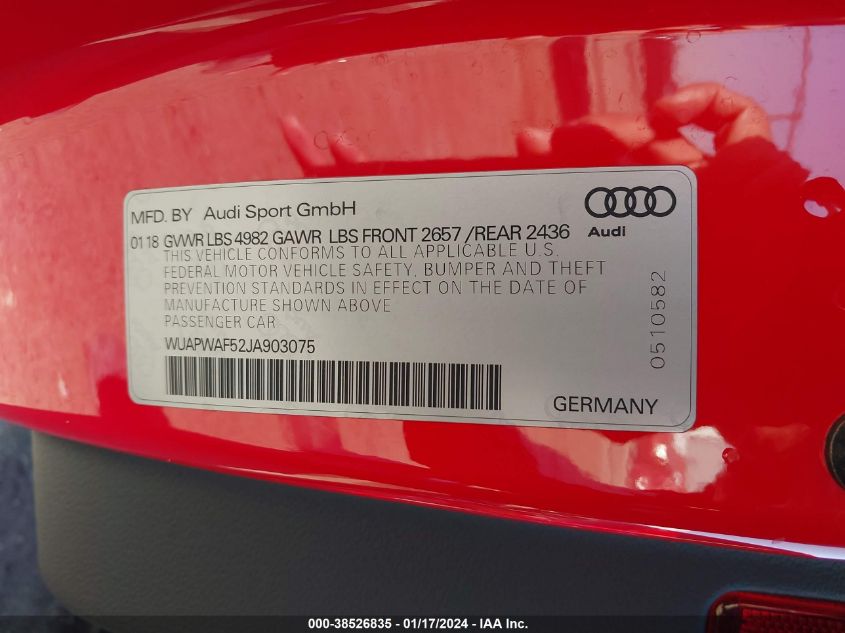 2018 AUDI RS 5 2.9T - WUAPWAF52JA903075