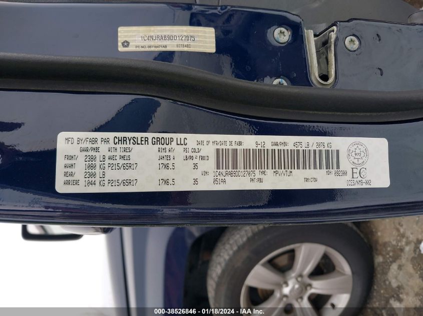 2013 JEEP PATRIOT SPORT/NORTH - 1C4NJRAB9DD127075