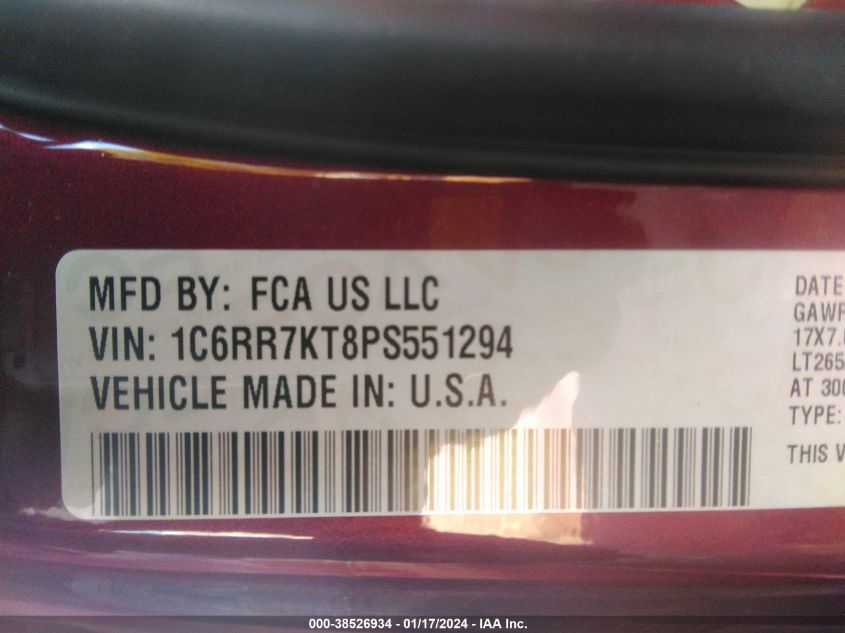 2023 RAM 1500 CLASSIC TRADESMAN - 1C6RR7KT8PS551294