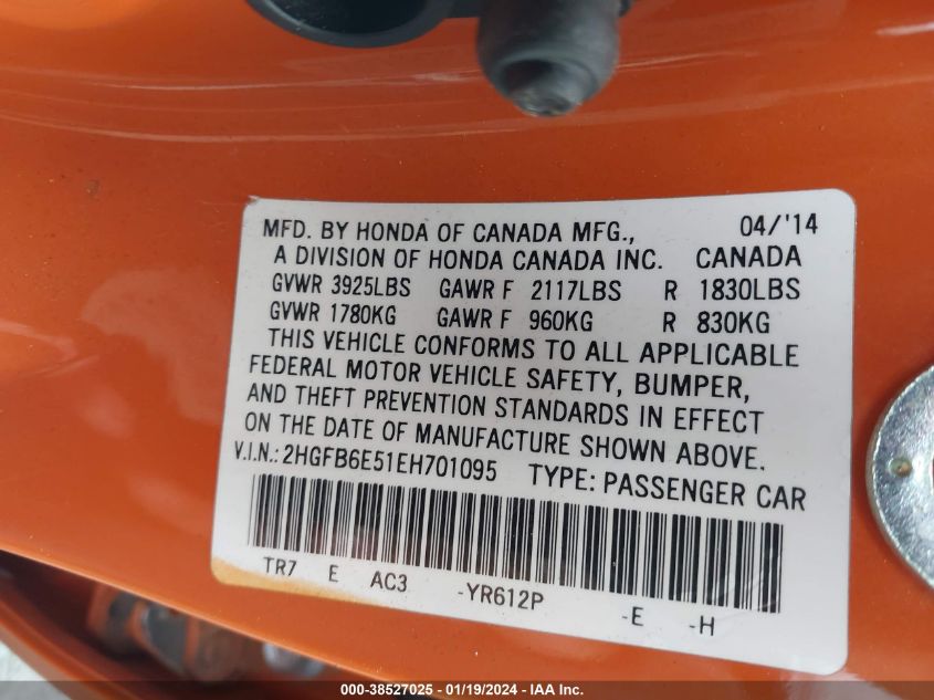 2014 HONDA CIVIC SI - 2HGFB6E51EH701095