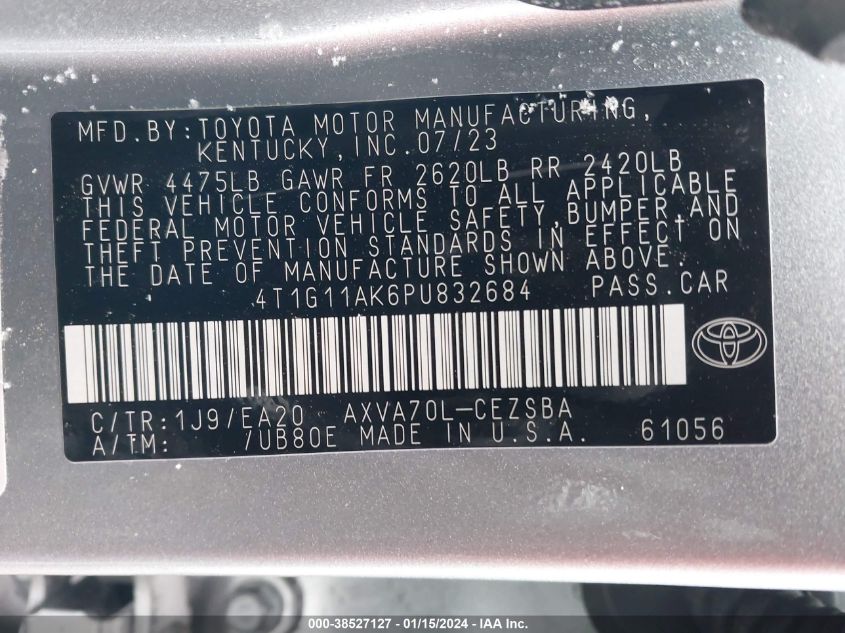 2023 TOYOTA CAMRY SE NIGHT SHADE/SE - 4T1G11AK6PU832684