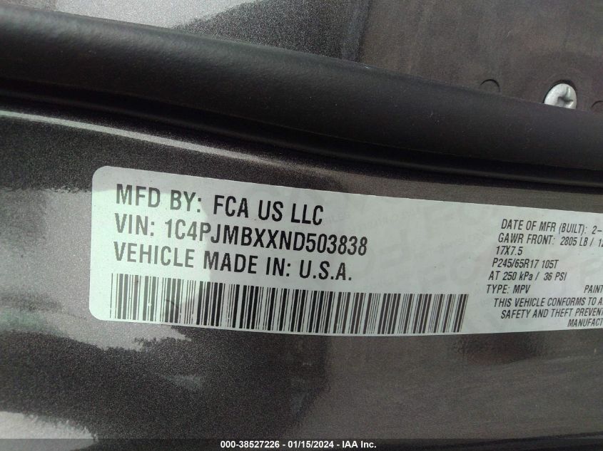 2022 JEEP CHEROKEE TRAILHAWK - 1C4PJMBXXN0503838