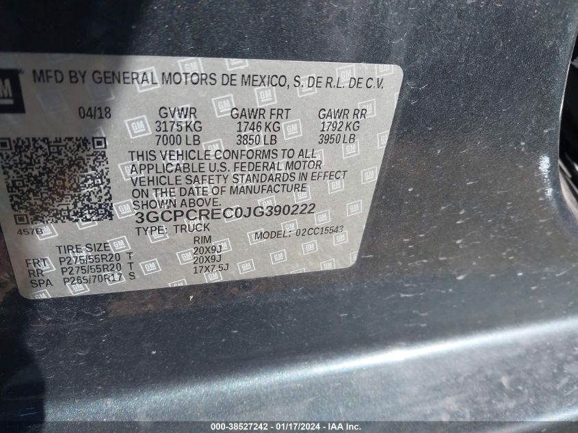 2018 CHEVROLET SILVERADO 1500 1LT - 3GCPCREC0JG390222