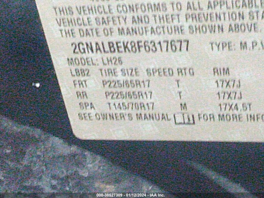 2015 CHEVROLET EQUINOX 1LT - 2GNALBEK8F6317677