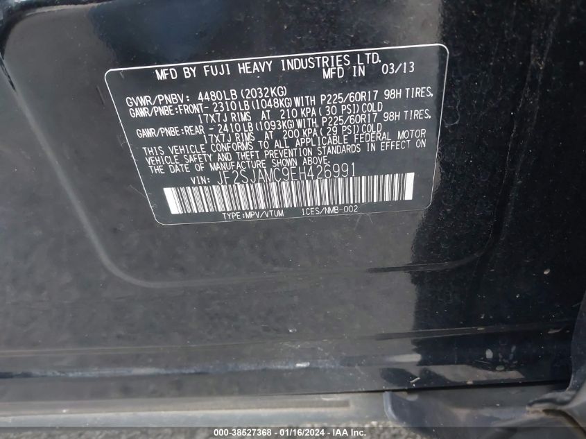 2014 SUBARU FORESTER 2.5I TOURING - JF2SJAMC9EH426991