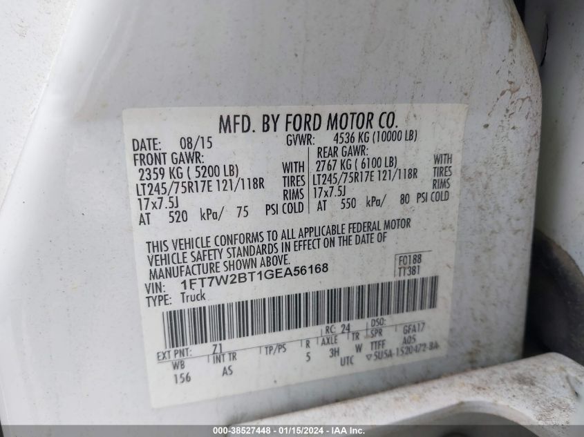 2016 FORD F-250 SUPER DUTY - 1FT7W2BT1GEA56168