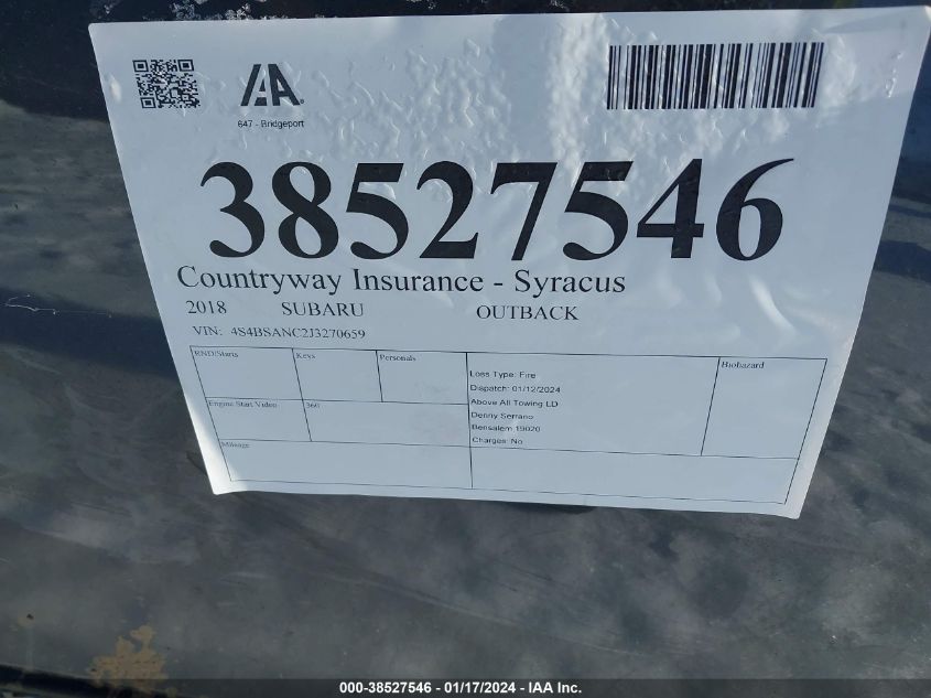 2018 SUBARU OUTBACK 2.5I LIMITED - 4S4BSANC2J3270659