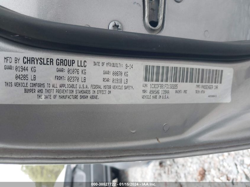 2015 DODGE DART SXT - 1C3CDFBB1FD132225