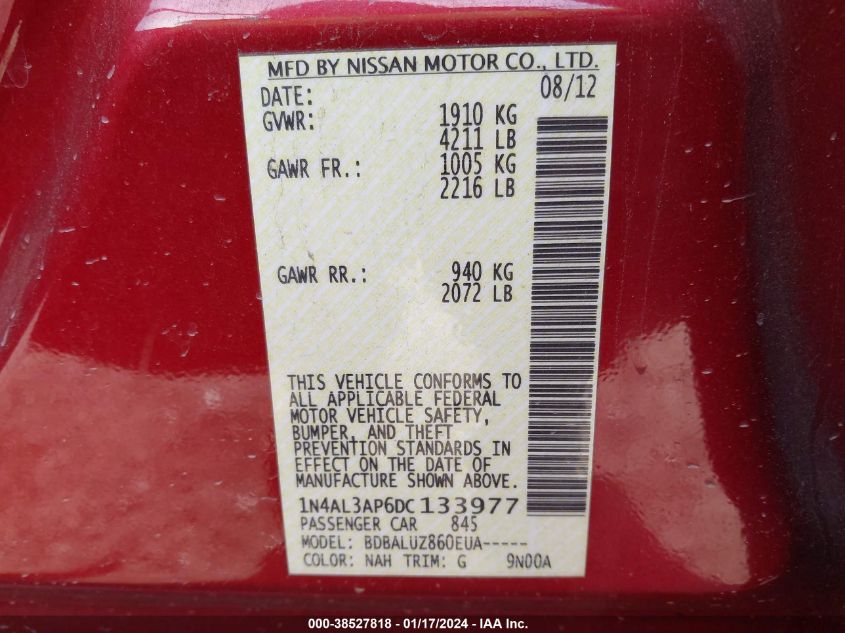 2013 NISSAN ALTIMA 2.5 SV - 1N4AL3AP6DC133977