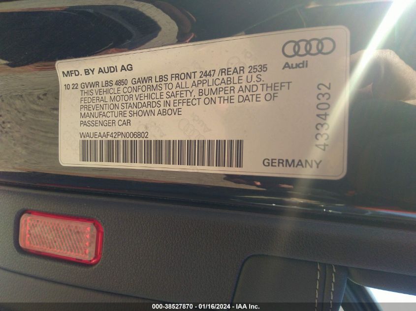 2023 AUDI A4 PREMIUM PLUS 45 - WAUEAAF42PN006802