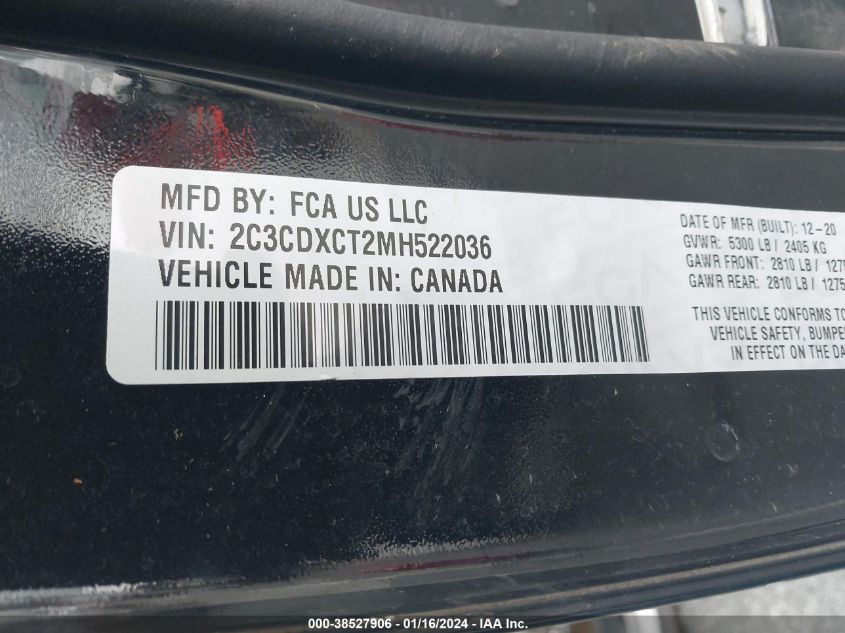 2021 DODGE CHARGER R/T - 2C3CDXCT2M8522036