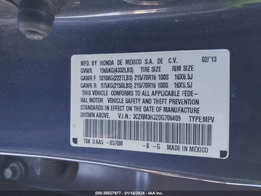 2013 HONDA CR-V LX - 3CZRM3H32DG706409